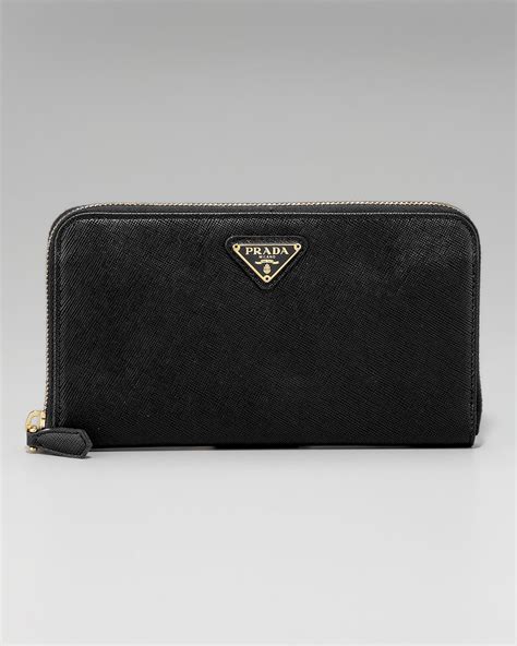 prada saffiano zip wallet black|Prada zipper wallet.